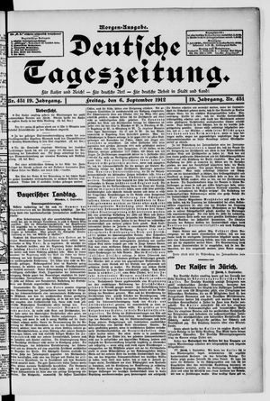 Deutsche Tageszeitung vom 06.09.1912