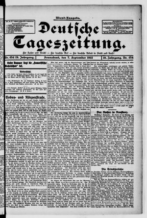 Deutsche Tageszeitung vom 07.09.1912
