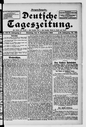 Deutsche Tageszeitung vom 08.09.1912