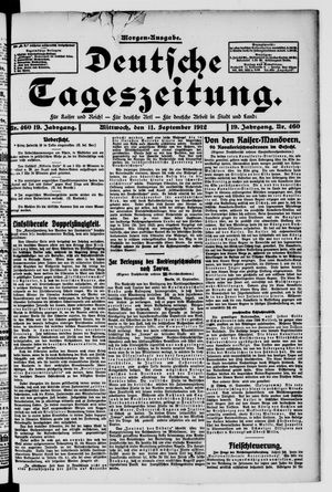 Deutsche Tageszeitung vom 11.09.1912