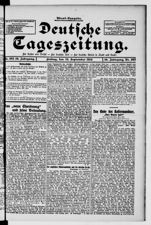 Deutsche Tageszeitung vom 13.09.1912