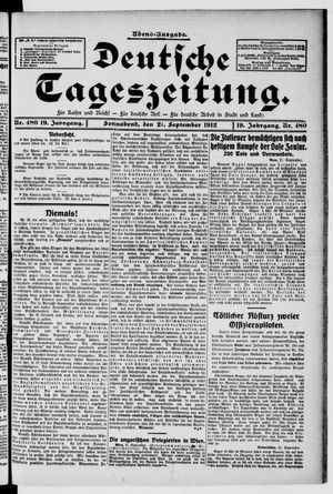 Deutsche Tageszeitung vom 21.09.1912