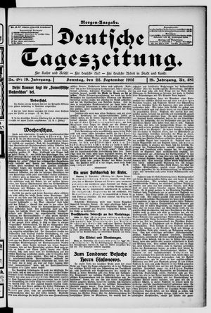 Deutsche Tageszeitung vom 22.09.1912