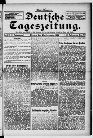Deutsche Tageszeitung vom 23.09.1912