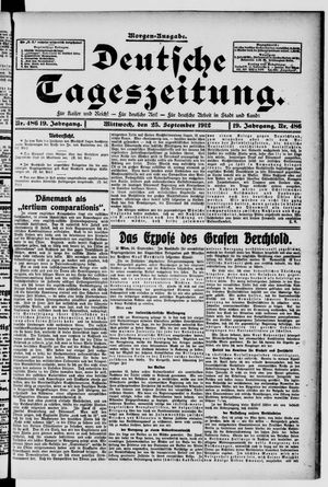Deutsche Tageszeitung on Sep 25, 1912