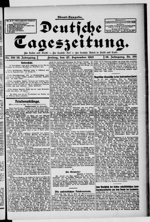 Deutsche Tageszeitung vom 27.09.1912