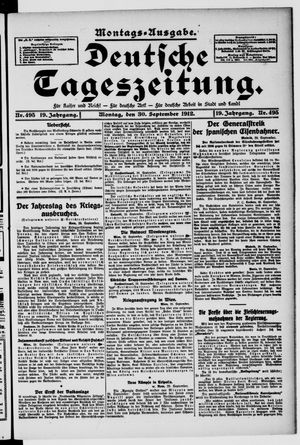 Deutsche Tageszeitung on Sep 30, 1912