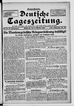 Deutsche Tageszeitung vom 09.10.1912