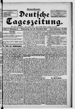Deutsche Tageszeitung vom 28.11.1912