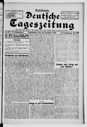 Deutsche Tageszeitung on Dec 21, 1912