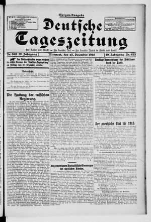 Deutsche Tageszeitung vom 25.12.1912