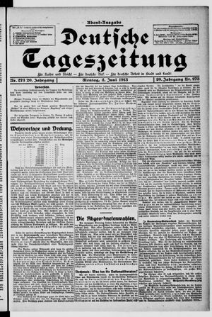 Deutsche Tageszeitung vom 02.06.1913