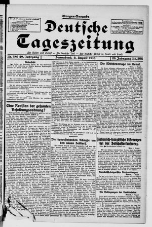Deutsche Tageszeitung vom 02.08.1913