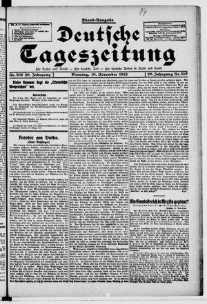 Deutsche Tageszeitung vom 18.11.1913