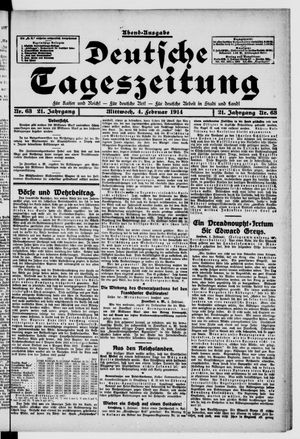 Deutsche Tageszeitung on Feb 4, 1914