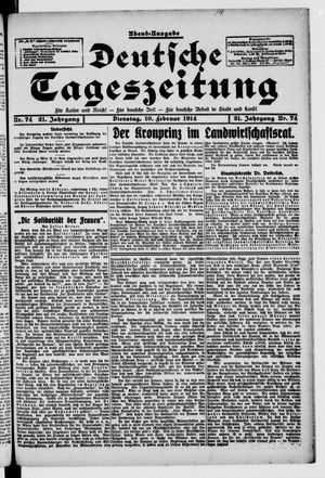 Deutsche Tageszeitung vom 10.02.1914