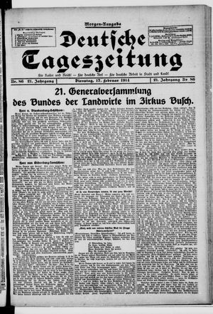 Deutsche Tageszeitung vom 17.02.1914