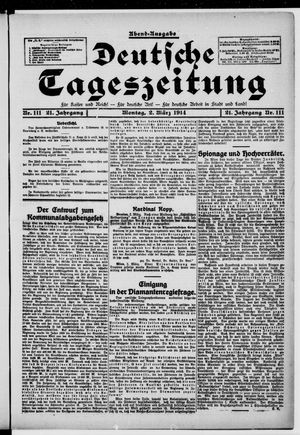 Deutsche Tageszeitung on Mar 2, 1914