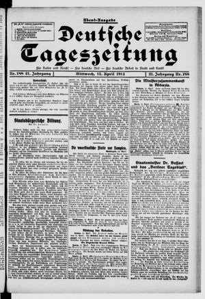 Deutsche Tageszeitung vom 15.04.1914