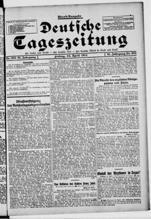 Deutsche Tageszeitung vom 24.04.1914