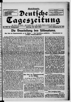 Deutsche Tageszeitung vom 24.07.1914