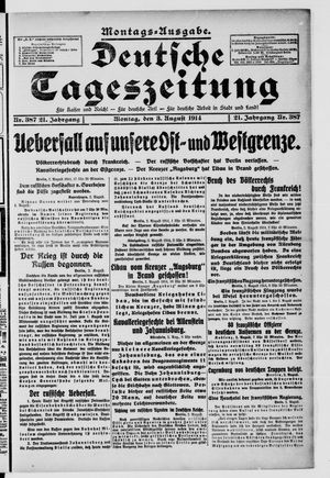 Deutsche Tageszeitung vom 03.08.1914