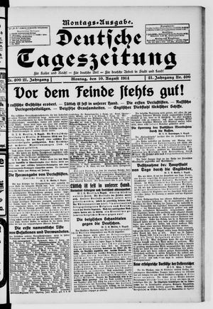 Deutsche Tageszeitung vom 10.08.1914