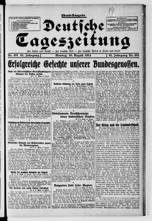 Deutsche Tageszeitung vom 10.08.1914