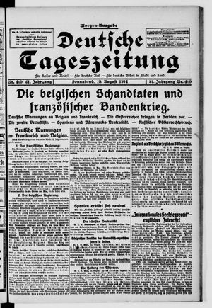 Deutsche Tageszeitung vom 15.08.1914