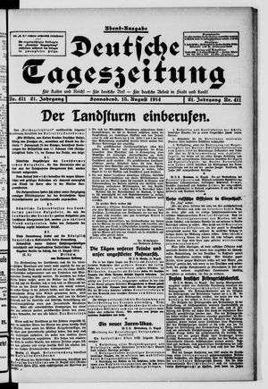 Deutsche Tageszeitung vom 15.08.1914