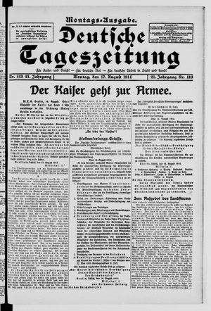 Deutsche Tageszeitung on Aug 17, 1914