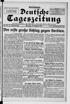 Deutsche Tageszeitung on Aug 17, 1914