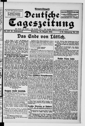 Deutsche Tageszeitung vom 18.08.1914