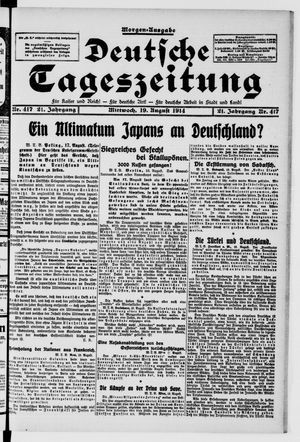 Deutsche Tageszeitung vom 19.08.1914