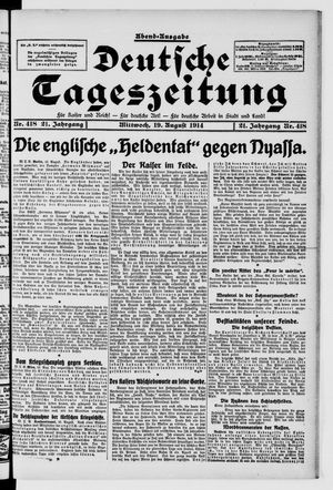 Deutsche Tageszeitung vom 19.08.1914