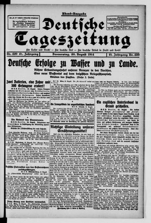 Deutsche Tageszeitung vom 20.08.1914