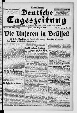 Deutsche Tageszeitung vom 21.08.1914