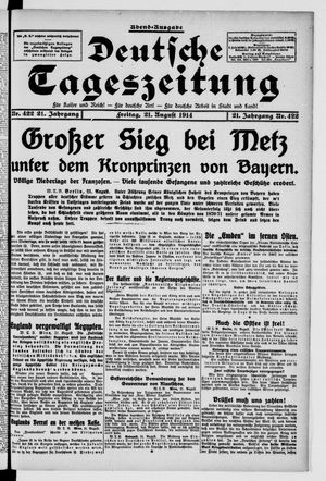 Deutsche Tageszeitung vom 21.08.1914