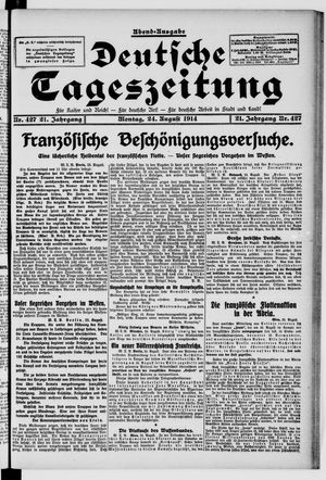 Deutsche Tageszeitung vom 24.08.1914