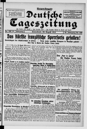 Deutsche Tageszeitung vom 29.08.1914