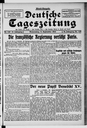 Deutsche Tageszeitung vom 03.09.1914