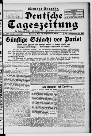 Deutsche Tageszeitung vom 14.09.1914