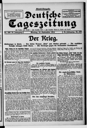 Deutsche Tageszeitung vom 14.09.1914