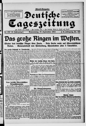 Deutsche Tageszeitung on Sep 17, 1914
