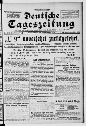 Deutsche Tageszeitung vom 24.09.1914