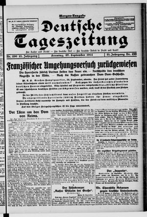 Deutsche Tageszeitung vom 27.09.1914