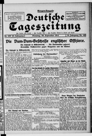 Deutsche Tageszeitung vom 29.09.1914