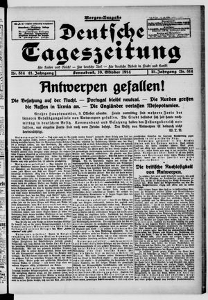 Deutsche Tageszeitung on Oct 10, 1914