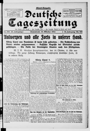 Deutsche Tageszeitung on Oct 10, 1914