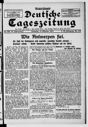 Deutsche Tageszeitung on Oct 11, 1914